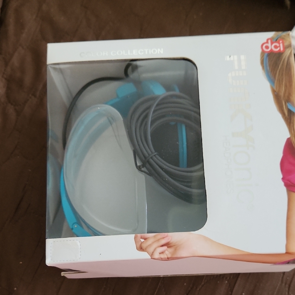 Blue Wireless Headset with Charging Cable